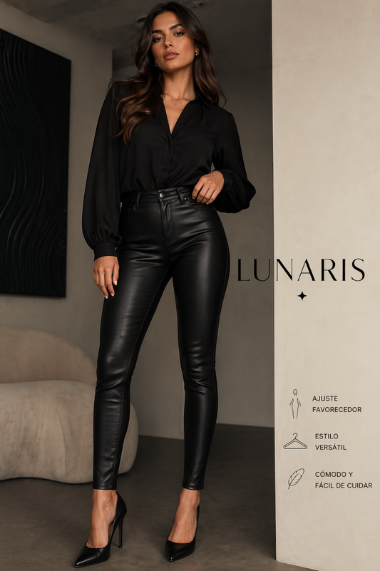 🌙 Luna Noir | Pantalón Pitillo Efecto Piel