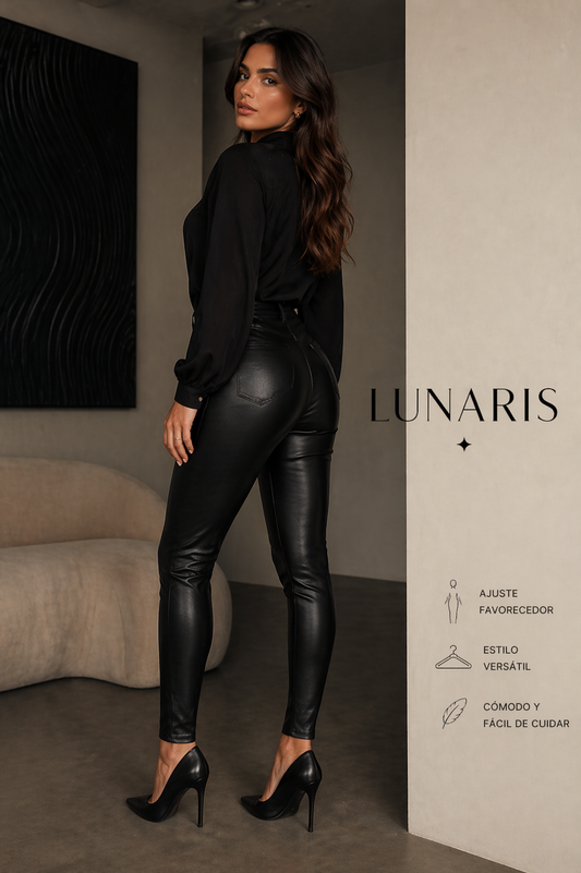 🌙 Luna Noir | Pantalón Pitillo Efecto Piel